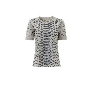 🔴 Rebecca Taylor Linen/Lyocell tee w/ Sequin accents; Tee, gray